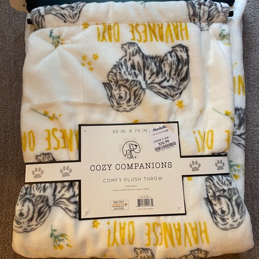 Havanese Day! Plush Fleece Throw 50 in x 70 in NWT Marshalls/Homegoods/TJ Maxx